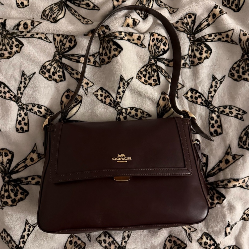 Coach Large Etta Flap Bag~ Espresso - Picture 5 of 6